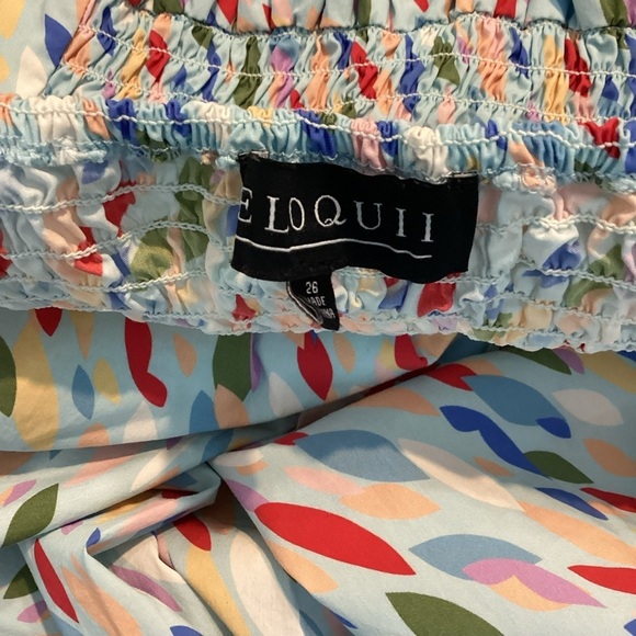 Eloquii Tie Shoulder Smocked Midi Dress Size 26 Multi Abstract Print - Picture 6 of 7